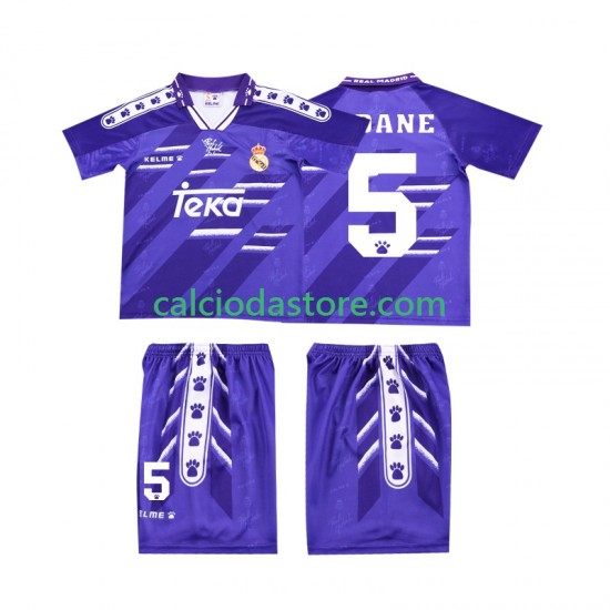 Maglia Real Madrid ZIDANE 5 1996 Retro Gara Away Completo Bambino 2-13 Anni 1994 MC