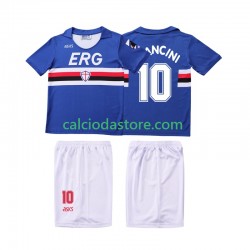 Maglia Sampdoria MANCINI 10 1990 1991 Retro Gara Home Completo Bambino 2-13 Anni MC