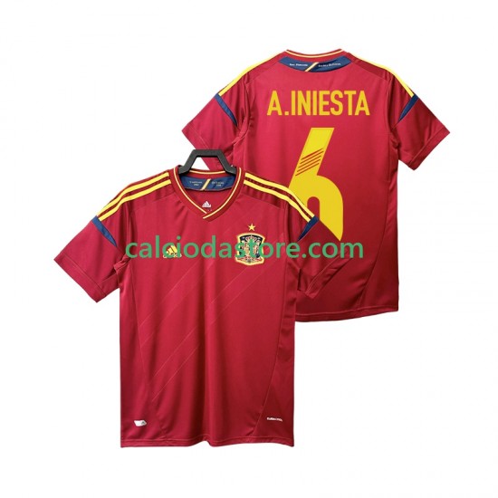 Maglia Spagna Andres Iniesta 6 2012 Retro Gara Home Uomo MC