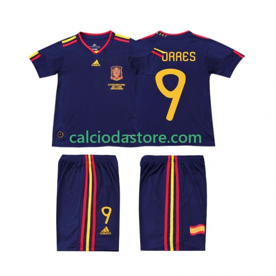 Maglia Spagna TORRES 9 Retro Gara Away Completo Bambino 2-13 Anni 2010 MC