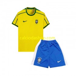 Maglia Brasile Retro Gara Home Completo Bambino 2-13 Anni 1998 MC