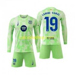 Maglia FC Barcelona Lamine Yamal 19 Gara Terza Completo Bambino 2-13 Anni 2024-2025 ML