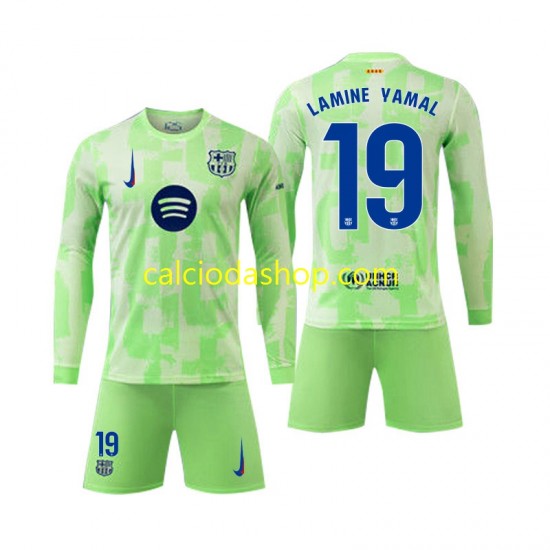 Maglia FC Barcelona Lamine Yamal 19 Gara Terza Completo Bambino 2-13 Anni 2024-2025 ML Maglia FC Barcelona Lamine Yamal 19 Gara Terza Completo Bambino 2-13 Anni 2024-2025 ML
