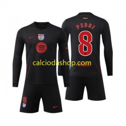 Maglia FC Barcelona Pedri 8 Gara Away Completo Bambino 2-13 Anni 2024-2025 ML