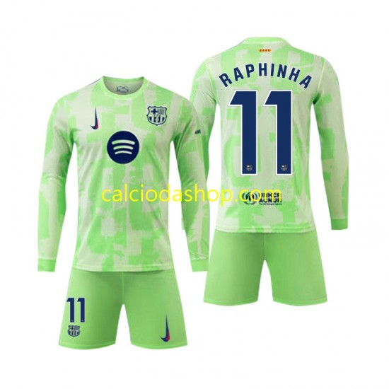 Maglia FC Barcelona Raphinha 11 Gara Terza Completo Bambino 2-13 Anni 2024-2025 ML Maglia FC Barcelona Raphinha 11 Gara Terza Completo Bambino 2-13 Anni 2024-2025 ML