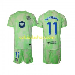 Maglia FC Barcelona Raphinha 11 Gara Terza Completo Bambino 2-13 Anni 2024-2025 MC