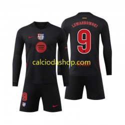 Maglia FC Barcelona Robert Lewandowski 9 Gara Away Completo Bambino 2-13 Anni 2024-2025 ML