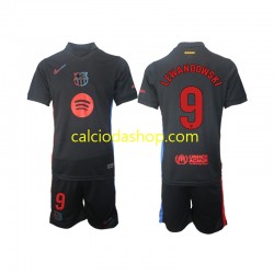Maglia FC Barcelona Robert Lewandowski 9 Gara Away Completo Bambino 2-13 Anni 2024-2025 MC