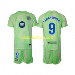 Maglia FC Barcelona Robert Lewandowski 9 Gara Terza Completo Bambino 2-13 Anni 2024-2025 MC