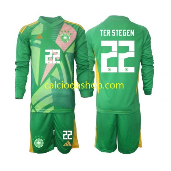 Maglia Portiere Germania Ter Stegen 22 Gara Terza Completo Bambino 2-13 Anni 2024-2025 ML Maglia Portiere Germania Ter Stegen 22 Gara Terza Completo Bambino 2-13 Anni 2024-2025 ML