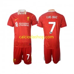 Maglia Liverpool Luis Diaz 7 Gara Home Completo Bambino 2-13 Anni 2024-2025 MC