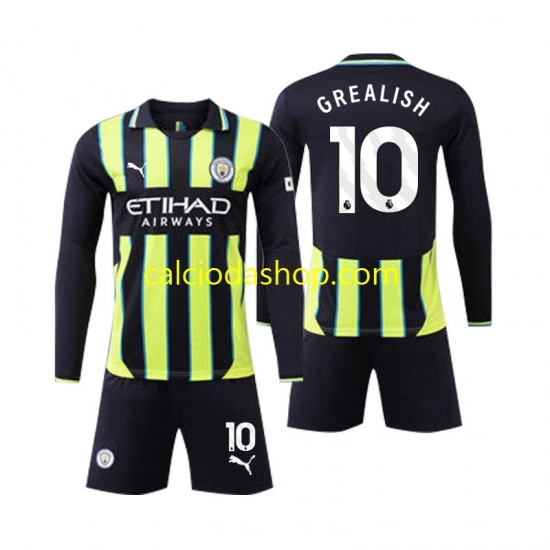 Maglia Manchester City Jack Grealish 10 Gara Away Completo Bambino 2-13 Anni 2024-2025 ML Maglia Manchester City Jack Grealish 10 Gara Away Completo Bambino 2-13 Anni 2024-2025 ML