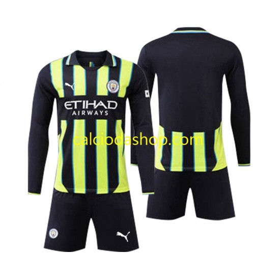 Maglia Manchester City Gara Away Completo Bambino 2-13 Anni 2024-2025 ML Maglia Manchester City Gara Away Completo Bambino 2-13 Anni 2024-2025 ML