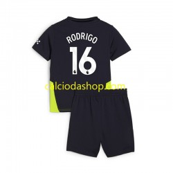 Maglia Manchester City RODRIGO 16 Gara Away Completo Bambino 2-13 Anni 2024-2025 MC