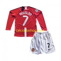 Maglia Manchester United Cristiano Ronaldo 7 Champion League 2007 Retro Gara Home Completo Bambino 2-13 Anni ML