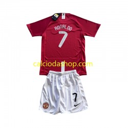 Maglia Manchester United Cristiano Ronaldo 7 Champion League 2007 Retro Gara Home Completo Bambino 2-13 Anni MC