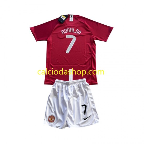 Maglia Manchester United Cristiano Ronaldo 7 Champion League 2007 Retro Gara Home Completo Bambino 2-13 Anni MC Maglia Manchester United Cristiano Ronaldo 7 Champion League 2007 Retro Gara Home Completo Bambino 2-13 Anni MC