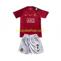 Maglia Manchester United Cristiano Ronaldo 7 Champion League 2007 Retro Gara Home Completo Bambino 2-13 Anni MC