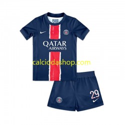 Maglia Paris Saint-Germain Bradley Barcola 29 Gara Home Completo Bambino 2-13 Anni 2024-2025 MC