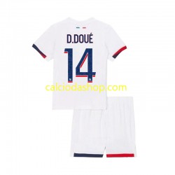 Maglia Paris Saint-Germain Desire Doue 14 Gara Away Completo Bambino 2-13 Anni 2024-2025 MC