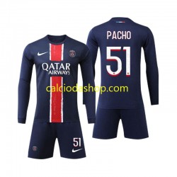 Maglia Paris Saint-Germain Pacho 51 Gara Home Completo Bambino 2-13 Anni 2024-2025 ML
