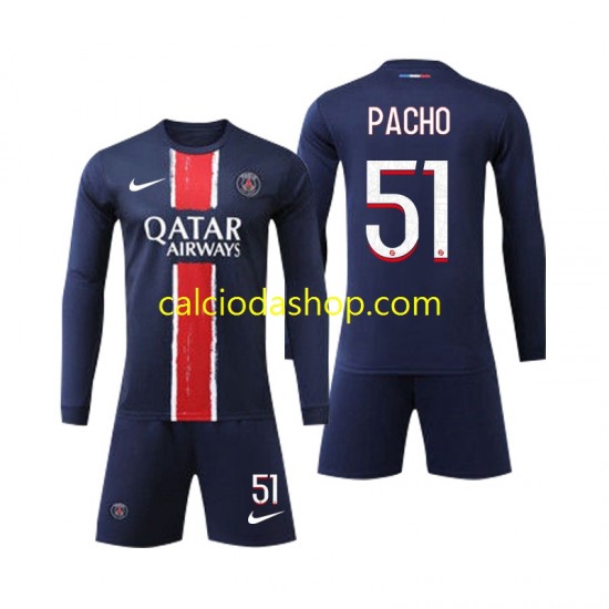 Maglia Paris Saint-Germain Pacho 51 Gara Home Completo Bambino 2-13 Anni 2024-2025 ML Maglia Paris Saint-Germain Pacho 51 Gara Home Completo Bambino 2-13 Anni 2024-2025 ML