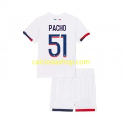 Maglia Paris Saint-Germain Willian Pacho 51 Gara Away Completo Bambino 2-13 Anni 2024-2025 MC