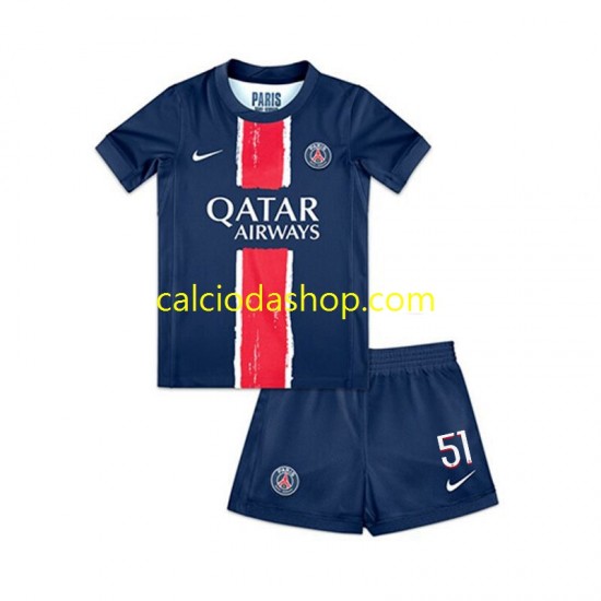 Maglia Paris Saint-Germain Willian Pacho 51 Gara Home Completo Bambino 2-13 Anni 2024-2025 MC