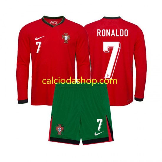 Maglia Portogallo Ronaldo 7 Gara Home Completo Bambino 2-13 Anni Euro 2024 ML Maglia Portogallo Ronaldo 7 Gara Home Completo Bambino 2-13 Anni Euro 2024 ML
