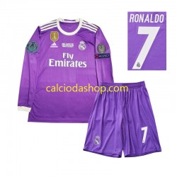 Maglia Real Madrid Cristiano Ronaldo 7 2016 Retro Gara Away Completo Bambino 2-13 Anni ML