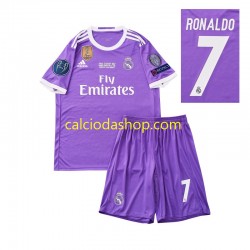 Maglia Real Madrid Cristiano Ronaldo 7 2016 Retro Gara Away Completo Bambino 2-13 Anni MC