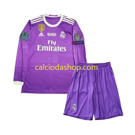 Maglia Real Madrid 2016 Retro Gara Away Completo Bambino 2-13 Anni ML Maglia Real Madrid 2016 Retro Gara Away Completo Bambino 2-13 Anni ML