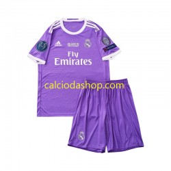 Maglia Real Madrid 2016 Retro Gara Away Completo Bambino 2-13 Anni MC