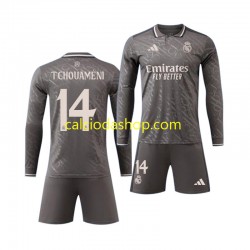 Maglia Real Madrid Tchouameni 14 Gara Away Completo Bambino 2-13 Anni 2024-2025 ML