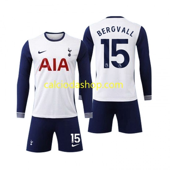 Maglia Tottenham Spurs Bergvall 15 Gara Home Completo Bambino 2-13 Anni 2024-2025 ML