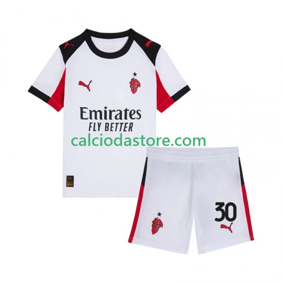 Maglia AC Milan Ardon Jashari 30 Gara Away Completo Bambino 2-13 Anni 2025-2026 MC