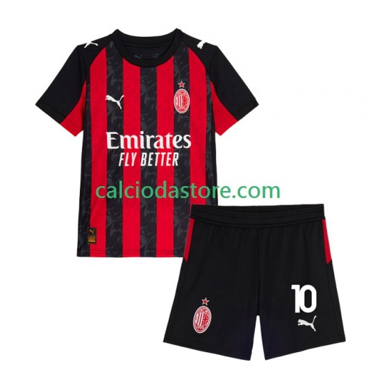 Maglia AC Milan Rafael Leao 10 Gara Home Completo Bambino 2-13 Anni 2025-2026 MC