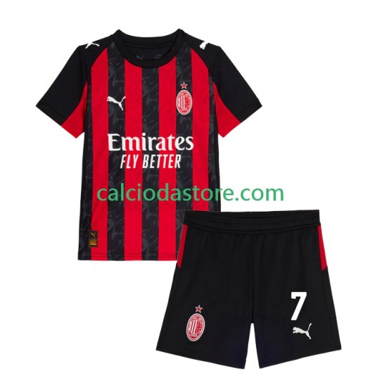 Maglia AC Milan Santiago Gimenez 7 Gara Home Completo Bambino 2-13 Anni 2025-2026 MC