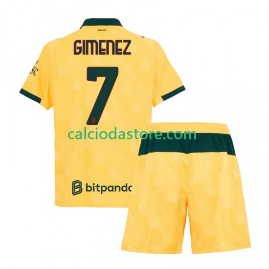Maglia AC Milan Santiago Gimenez 7 Gara Terza Completo Bambino 2-13 Anni 2025-2026 MC