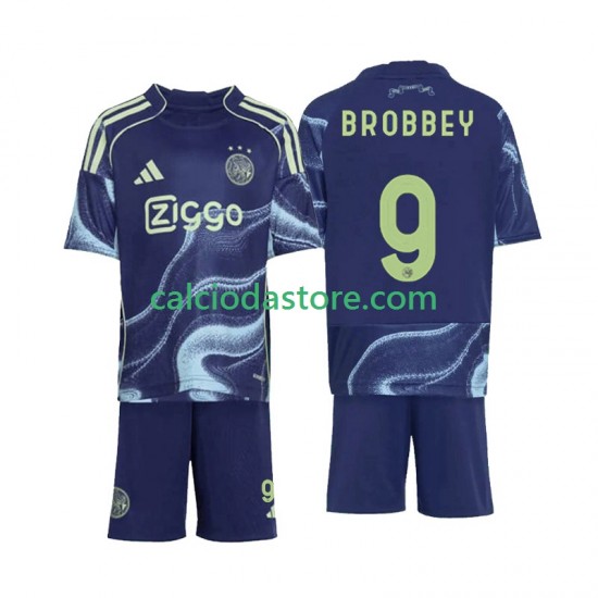 Maglia AFC Ajax Brian Brobbey 9 Gara Away Completo Bambino 2-13 Anni 2025-2026 MC