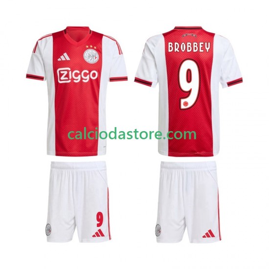 Maglia AFC Ajax Brian Brobbey 9 Gara Home Completo Bambino 2-13 Anni 2025-2026 MC Maglia AFC Ajax Brian Brobbey 9 Gara Home Completo Bambino 2-13 Anni 2025-2026 MC