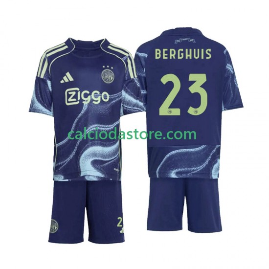 Maglia AFC Ajax Steven Berghuis 23 Gara Away Completo Bambino 2-13 Anni 2025-2026 MC