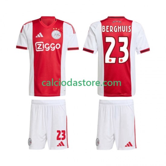 Maglia AFC Ajax Steven Berghuis 23 Gara Home Completo Bambino 2-13 Anni 2025-2026 MC Maglia AFC Ajax Steven Berghuis 23 Gara Home Completo Bambino 2-13 Anni 2025-2026 MC