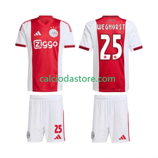 Maglia AFC Ajax Wout Weghorst 25 Gara Home Completo Bambino 2-13 Anni 2025-2026 MC
