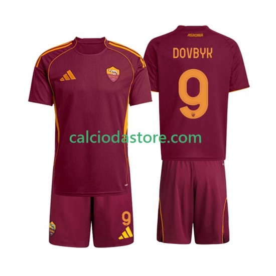 Maglia AS Roma Artem Dovbyk 9 Gara Home Completo Bambino 2-13 Anni 2025-2026 MC