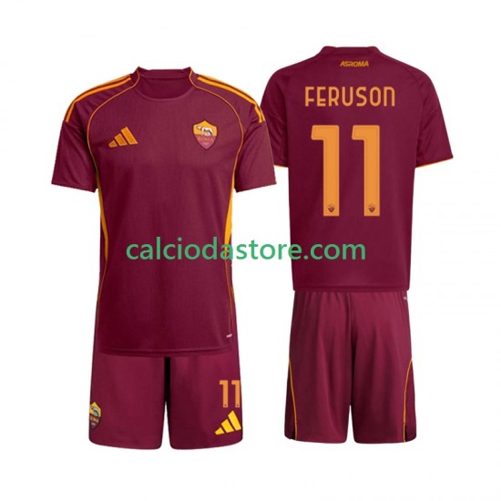 Maglia AS Roma Evan Ferguson 11 Gara Home Completo Bambino 2-13 Anni 2025-2026 MC