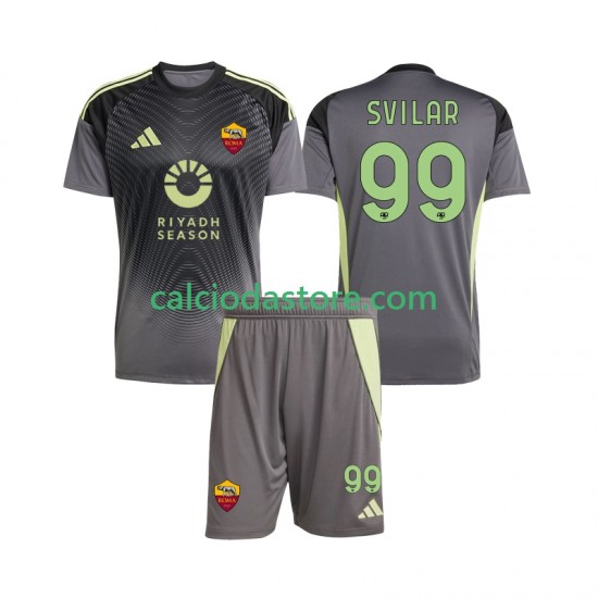 Maglia Portiere AS Roma Mile Svilar 99 Gara Home Completo Bambino 2-13 Anni 2025-2026 MC