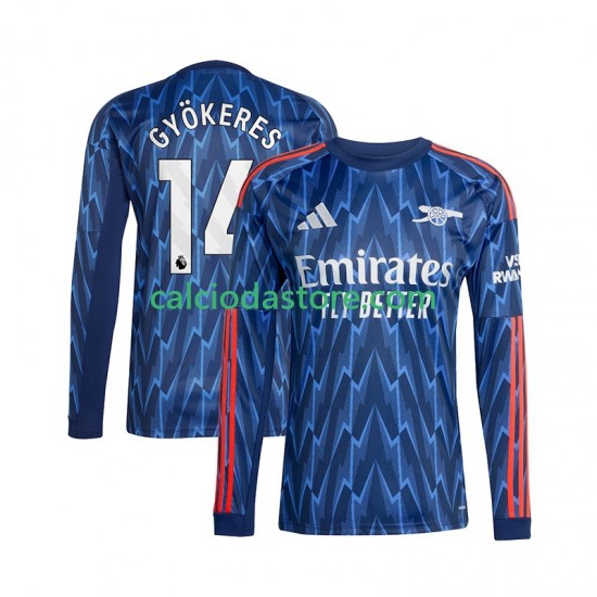 Maglia Arsenal Viktor Gyokeres 14 Gara Away Uomo 2025-2026 ML Maglia Arsenal Viktor Gyokeres 14 Gara Away Uomo 2025-2026 ML