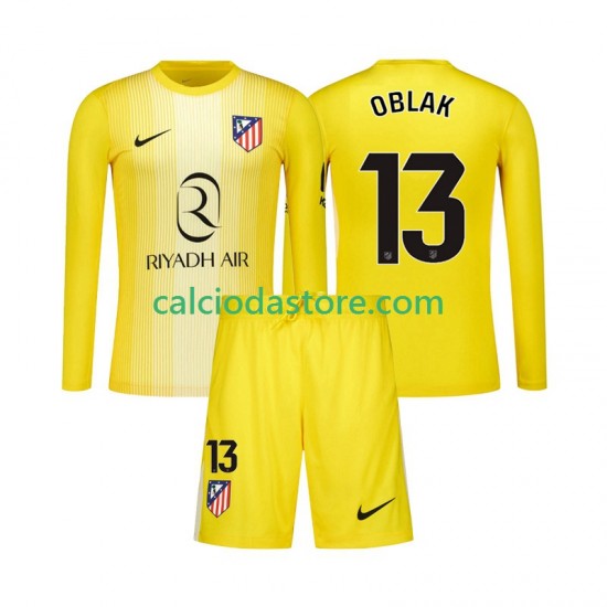 Maglia Portiere Atlético Madrid Jan Oblak 13 Gara Home Completo Bambino 2-13 Anni 2025-2026 ML