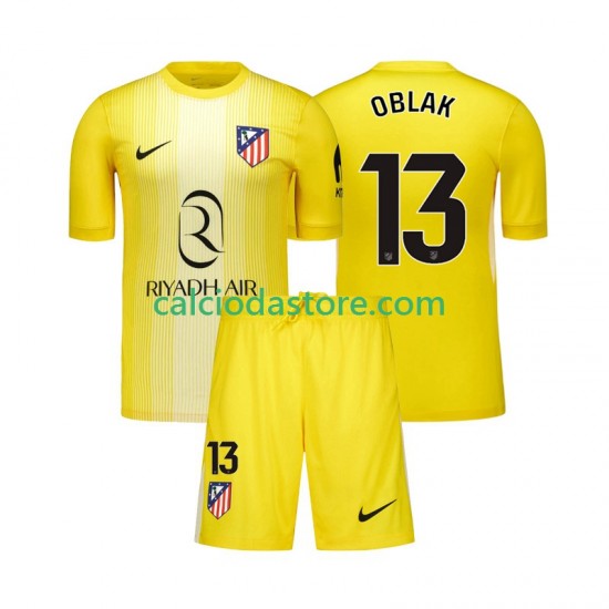 Maglia Portiere Atlético Madrid Jan Oblak 13 Gara Home Completo Bambino 2-13 Anni 2025-2026 MC
